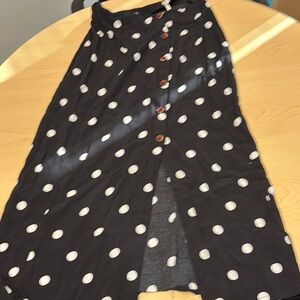 Free People Black Polka Dot Midi Skirt